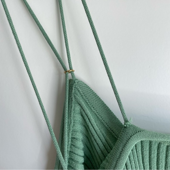 Jacquemus ribbed off the shoulder cardigan, sage green, size 40 - Picture 3 of 7